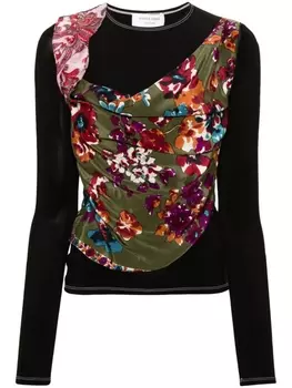 Marine Serre футболка Regenerated Scarves с драпировкой, черный