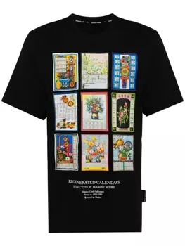 Marine Serre футболка с графичным принтом, черный