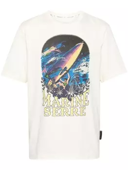 Marine Serre футболка с графичным принтом, нейтральный цвет