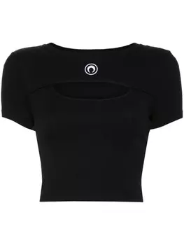 Marine Serre футболка с изображением Луны, черный