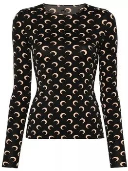 Marine Serre футболка с принтом «Луна», черный