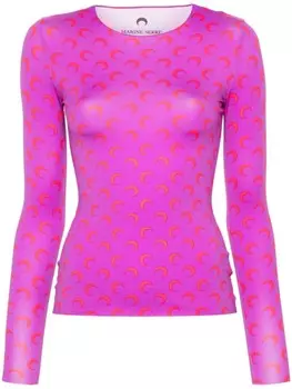 Marine Serre футболка с принтом «Луна», фиолетовый