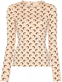 Marine Serre футболка с принтом «Луна», нейтральный цвет