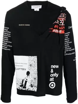 Marine Serre футболка с принтом Regenerated Graphic, черный