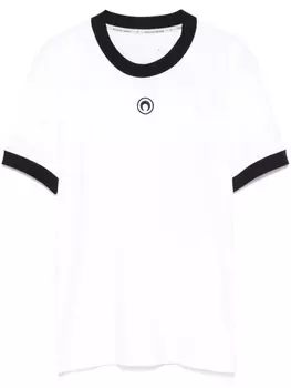 Marine Serre футболка с вышивкой Crescent Moon, белый