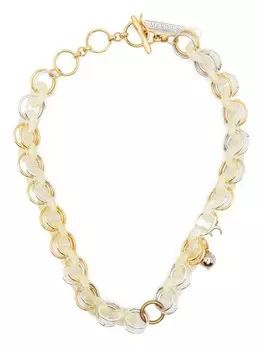 Marine Serre колье с пуговицами и Т-образной застежкой, золотой