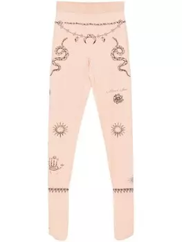 Marine Serre колготки с тату-принтом, нейтральный цвет