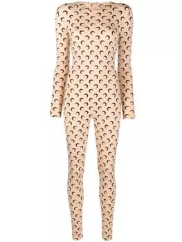 Marine Serre комбинезон с принтом Crescent Moon, нейтральный цвет