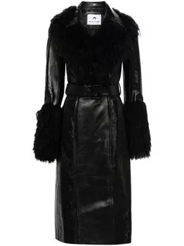 Marine Serre кожаный плащ Moonogram, черный