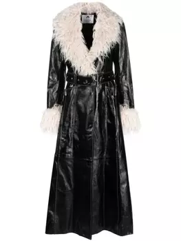 Marine Serre кожаный тренч с поясом, черный