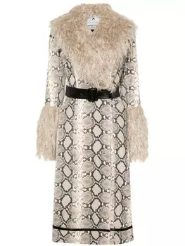 Marine Serre кожаный тренч со змеиным принтом, коричневый