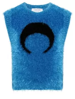 Marine Serre логотип-интарсия трикотажный топ, синий