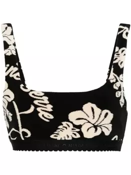 Marine Serre махровый топ с цветочным узором, черный