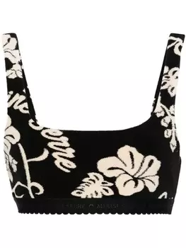 Marine Serre махровый топ с цветочным узором, черный