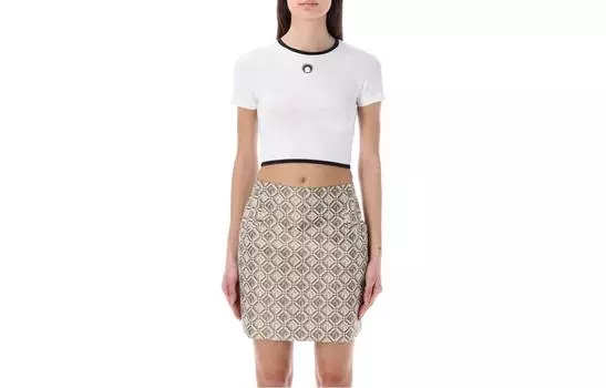 Marine Serre Обычная женская футболка белого цвета