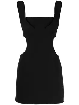 Marine Serre платье Double Crepe строгого кроя с вырезами, черный