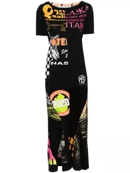 Marine Serre платье макси Regenerated с принтом, черный