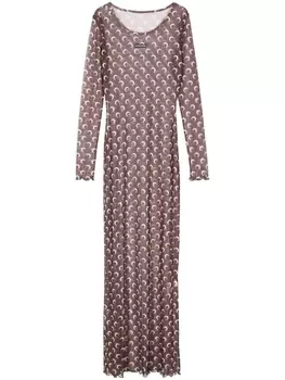 Marine Serre платье макси с принтом Moon, коричневый