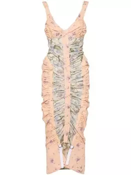 Marine Serre платье миди с цветочным принтом, оранжевый