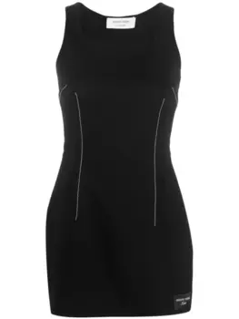 Marine Serre платье мини из вирджинской шерсти с декоративной строчкой, черный