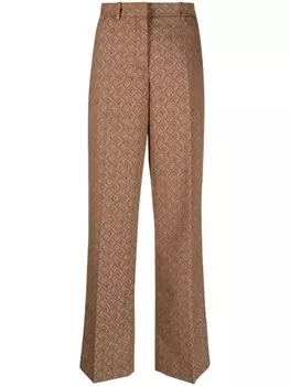 Marine Serre прямые брюки с геометричным принтом, коричневый