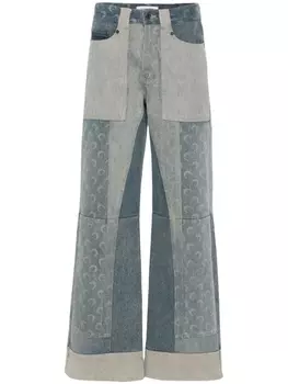 Marine Serre прямые джинсы средней посадки, синий