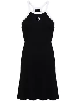 Marine Serre расклешенное платье в рубчик, черный