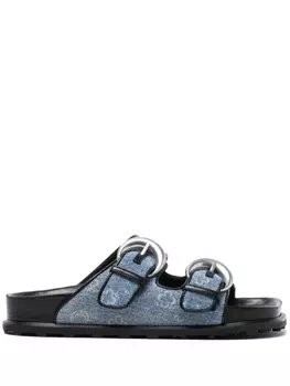 Marine Serre сандалии с пряжками и монограммой, синий