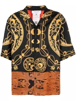 Marine Serre шелковая рубашка Regenerated с принтом, черный