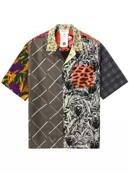 Marine Serre шелковая рубашка Regenerated Scarves, коричневый