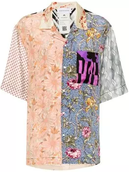 Marine Serre шелковая рубашка с принтом, нейтральный цвет