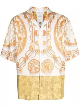 Marine Serre шелковая рубашка с принтом, золотой