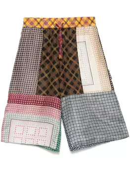 Marine Serre шелковые шорты, коричневый