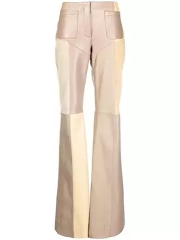Marine Serre широкие брюки со вставками, нейтральный цвет
