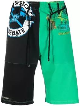 Marine Serre спортивные шорты с графичным принтом, зеленый