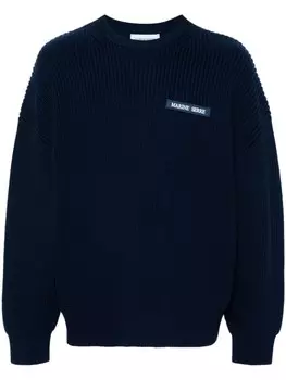 Marine Serre свитер с нашивкой-логотипом, синий