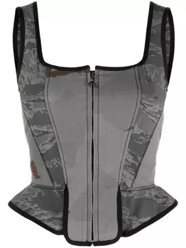 Marine Serre топ-корсет со вставками, серый