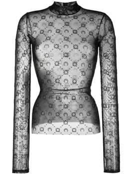 Marine Serre топ Regenerated с блестками, черный