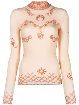 Marine Serre топ Regenerated Second Skin с принтом, нейтральный цвет