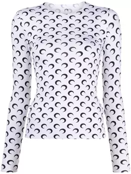 Marine Serre топ с принтом, белый