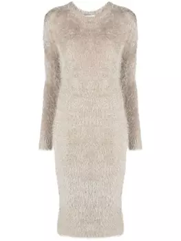 Marine Serre трикотажное платье макси Puffy, нейтральный цвет