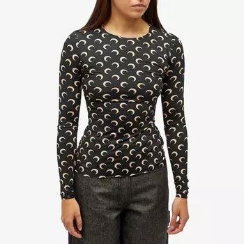 Marine Serre Трикотажный топ Regenerated Moon Second Skin, черный