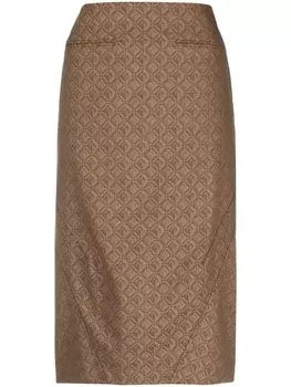 Marine Serre юбка миди Regenerated с узором Moon Diamant, коричневый