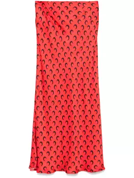 Marine Serre юбка миди с принтом, красный