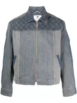 Marine Serre укороченная джинсовая куртка Regenerated с декором Moon, синий