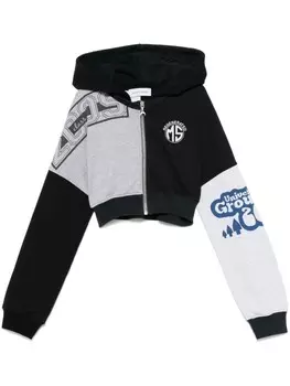 Marine Serre укороченное худи с графичным принтом, черный