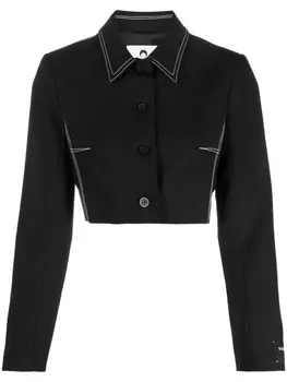 Marine Serre укороченный жакет с контрастной строчкой, черный