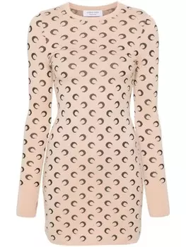 Marine Serre жаккардовое платье мини с узором, нейтральный цвет