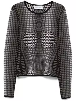 Marine Serre жаккардовый свитер с узором Moon, серый