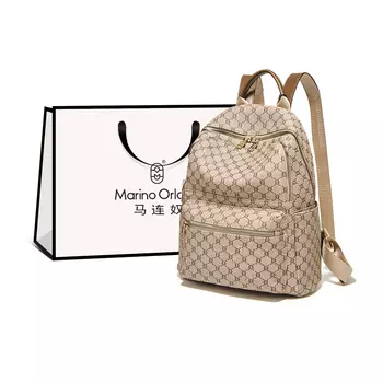 Marino Orlandi Классический премиальный рюкзак из ПВХ с монограммой, стандартный, унисекс, цвета хаки и кофе